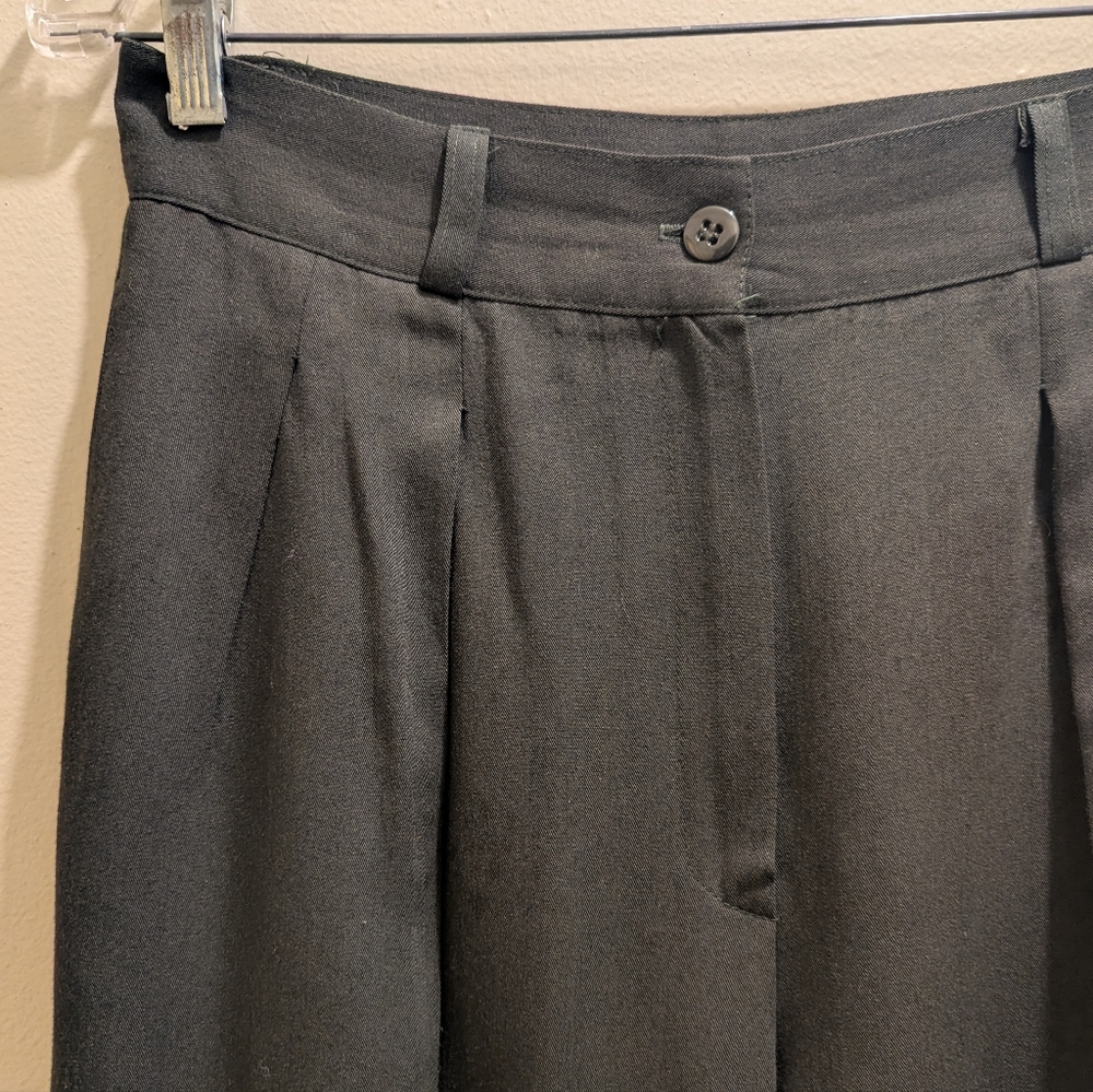 The Limited Dark Olive Dress Pants Trousers High Waist Pleated Wool Blend- 14 - Picture 3 of 11
